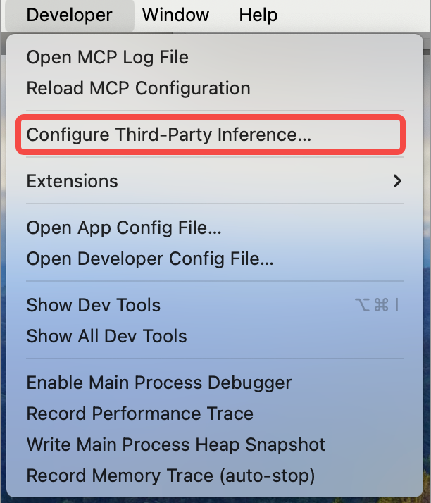 打开 Configure third-party inference